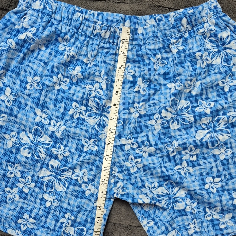 NWOT Lands' End Blue Gingham Floral Sport Knit Shorts W Pockets SZ Large Petite - Picture 4 of 11